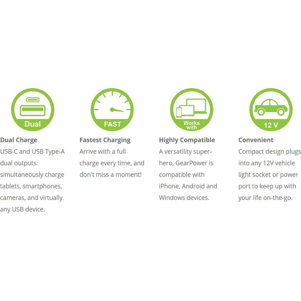 IOGEAR GearPower USB-C Car Charger and USB-C Cable