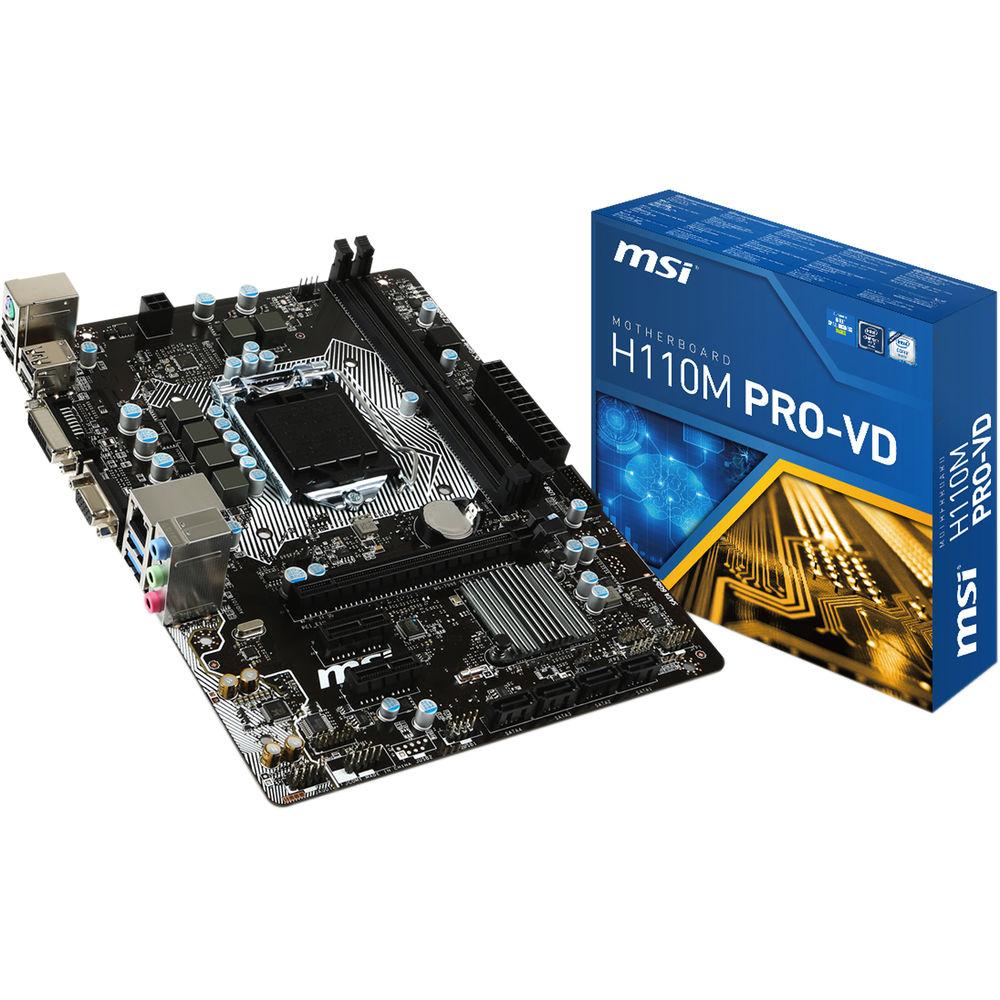 MSI H110M PRO-VD LGA 1151 Micro-ATX Motherboard, MSI, H110M, PRO-VD, LGA, 1151, Micro-ATX, Motherboard