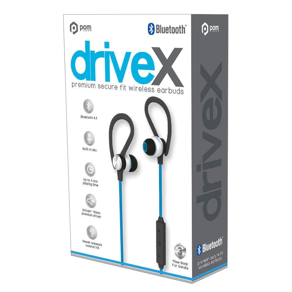 POM GEAR PRO2GO DriveX Premium Secure Fit Wireless Bluetooth Earbuds