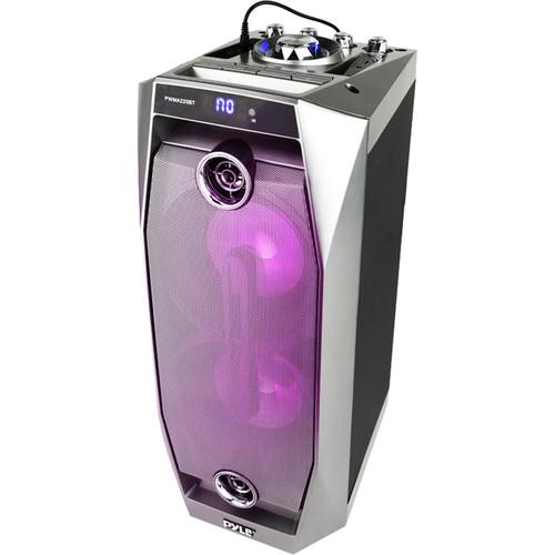 Pyle Pro Bluetooth Active PA Speaker with Portable Karaoke Stereo Cabinet