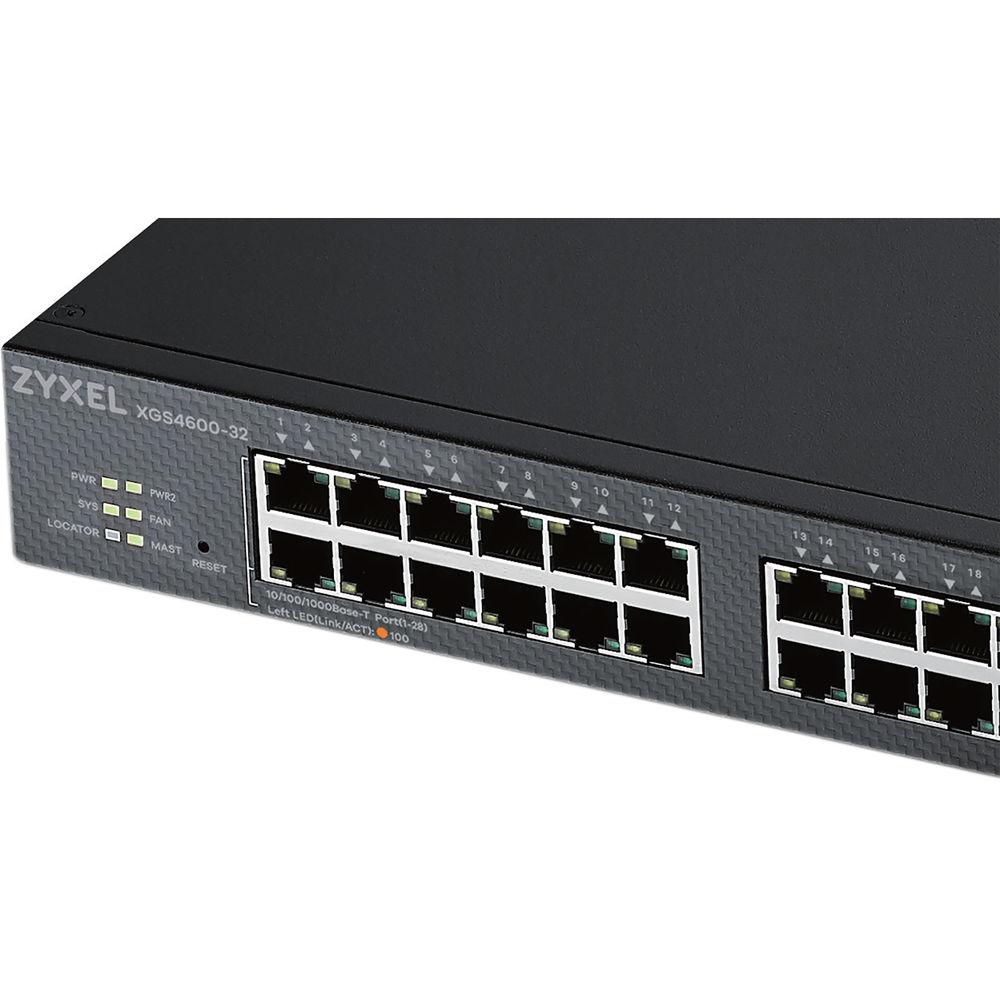 ZyXEL 32-Port AC GbE Layer 3 Managed Ethernet Switch with Four 10 GbE SFP and Four GbE SFP RJ45 Combo Ports, ZyXEL, 32-Port, AC, GbE, Layer, 3, Managed, Ethernet, Switch, with, Four, 10, GbE, SFP, Four, GbE, SFP, RJ45, Combo, Ports