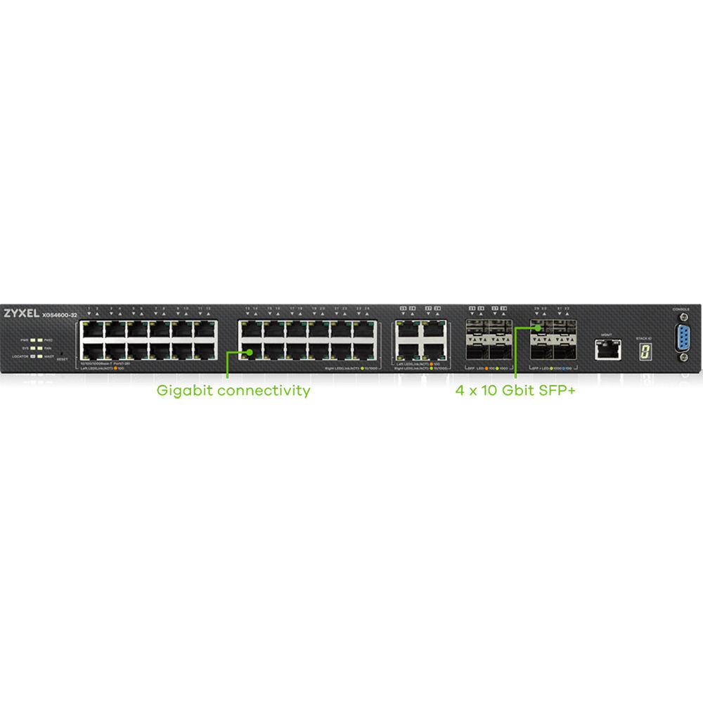 ZyXEL 32-Port AC GbE Layer 3 Managed Ethernet Switch with Four 10 GbE SFP and Four GbE SFP RJ45 Combo Ports, ZyXEL, 32-Port, AC, GbE, Layer, 3, Managed, Ethernet, Switch, with, Four, 10, GbE, SFP, Four, GbE, SFP, RJ45, Combo, Ports