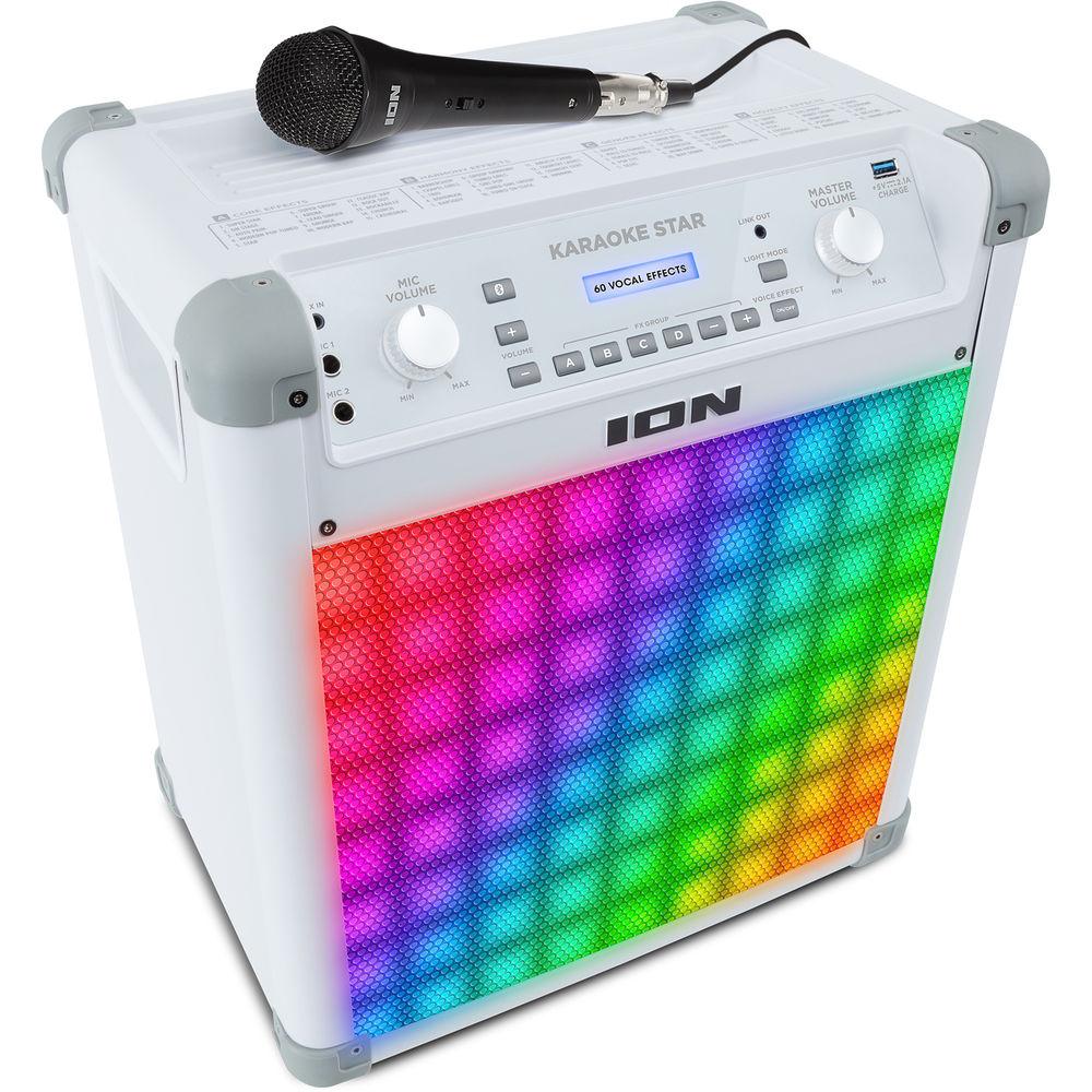ION Audio Karaoke Star - Wireless 8" 2-Way 50W Speaker System with Vocal Effects and LED Light Panel