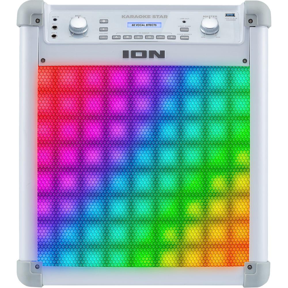 ION Audio Karaoke Star - Wireless 8" 2-Way 50W Speaker System with Vocal Effects and LED Light Panel