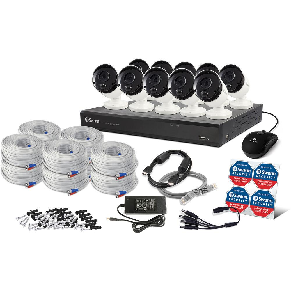 Swann 3K Series 16-Channel 5MP DVR with 2TB HDD & 10 5MP Bullet Cameras