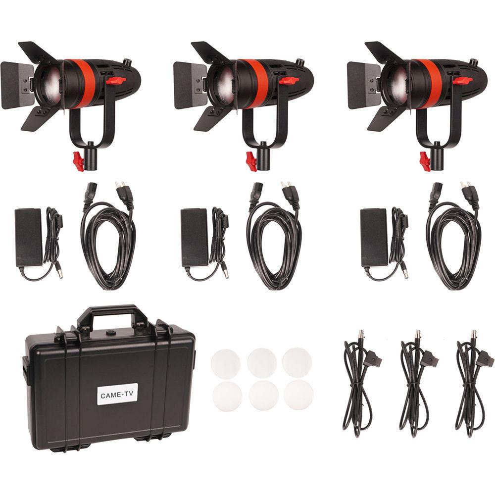 CAME-TV Boltzen 55W Focusable Fresnel LED Tungsten 3-Light Kit