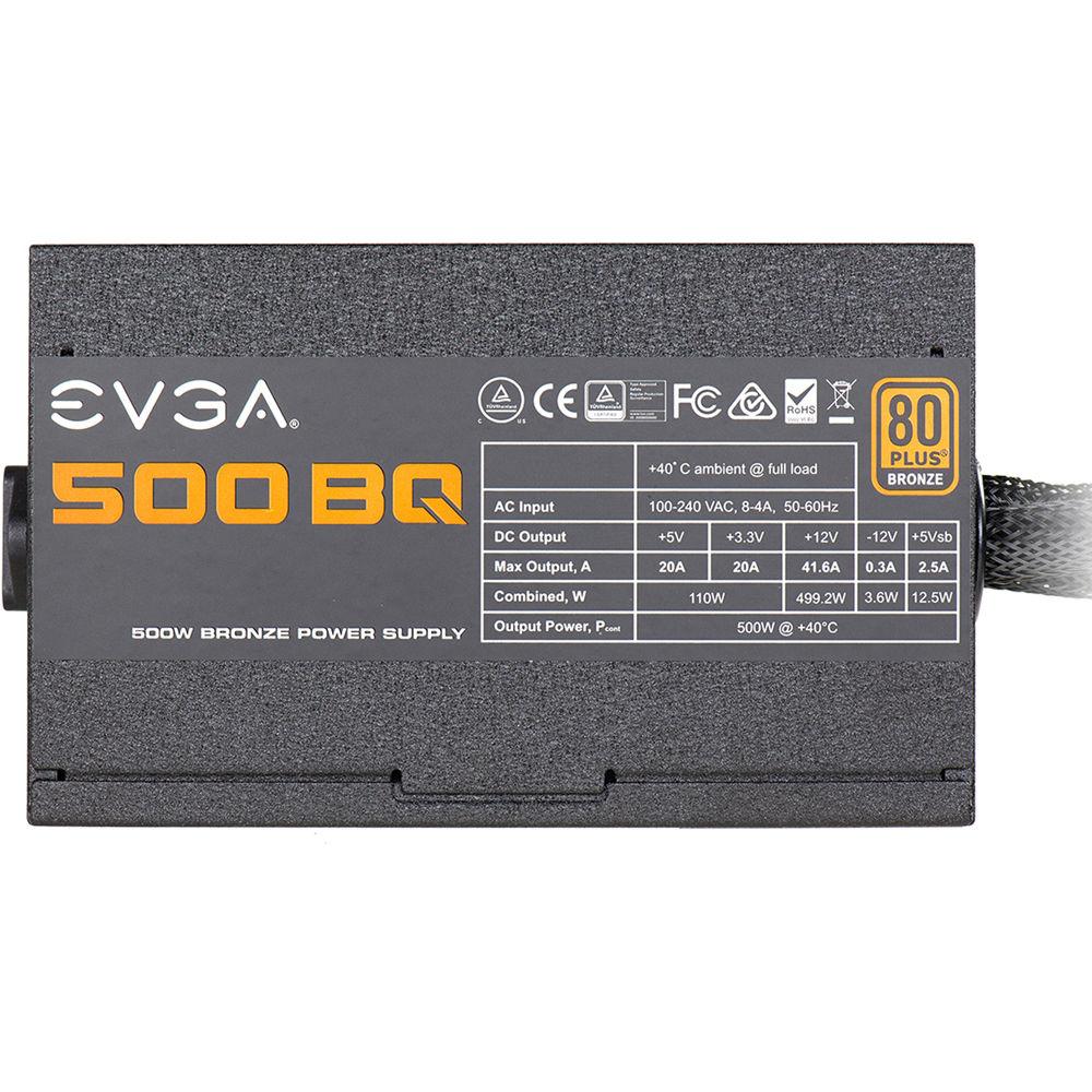 EVGA 500 BQ 500W 80 Plus Bronze Semi-Modular Power Supply, EVGA, 500, BQ, 500W, 80, Plus, Bronze, Semi-Modular, Power, Supply
