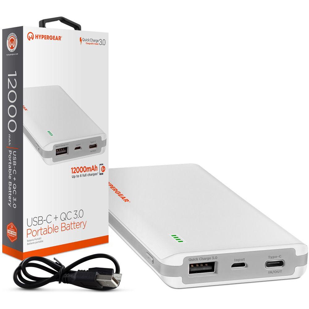 HyperGear USB-C Quick Charge 3.0 Dual USB 12,000mAh Battery Pack
