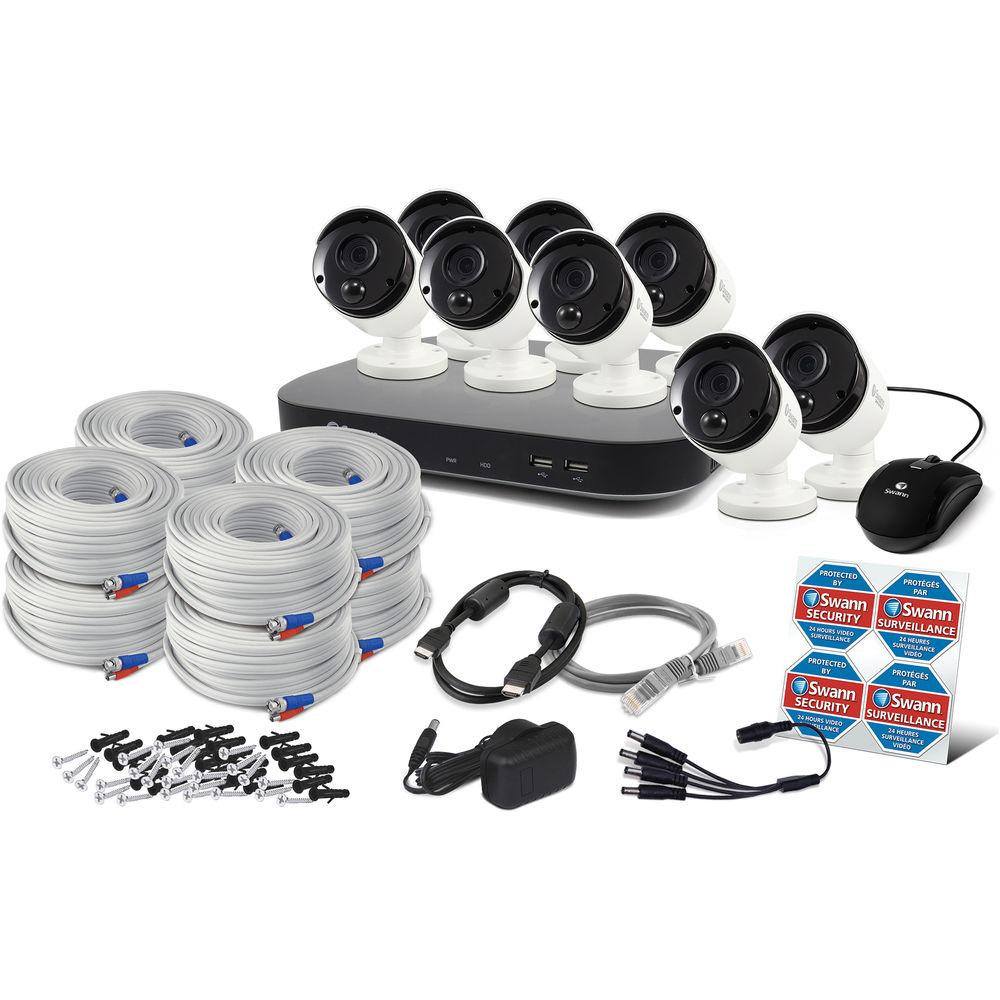 Swann 8-Channel 3MP DVR with 2TB HDD and 8 3MP Outdoor Bullet Cameras