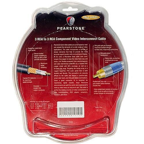 Pearstone 3 RCA Male to 3 RCA Male Component Video Cable - 3
