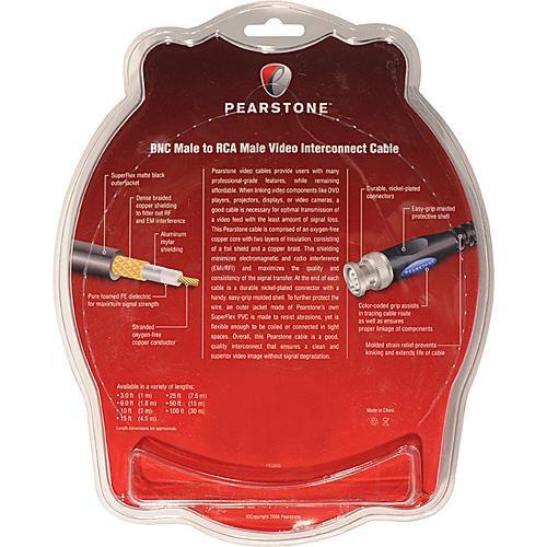 Pearstone BNC Male to RCA Male 75 Ohm Video Cable - 10