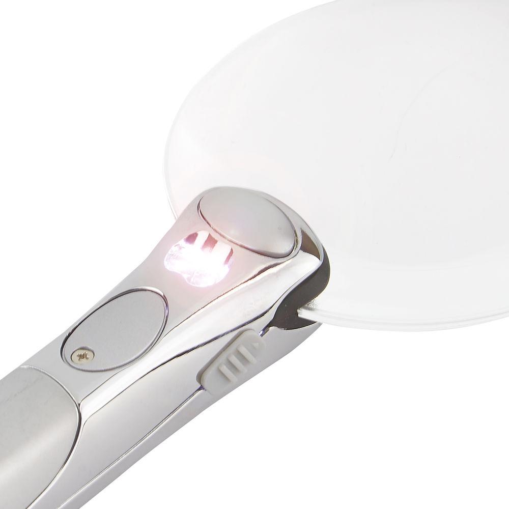 Carson MH-95 2x Chrome Lighted RimFree Magnifier