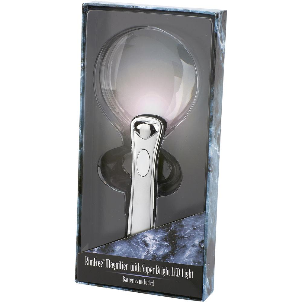 Carson MH-95 2x Chrome Lighted RimFree Magnifier