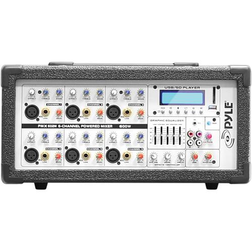 Pyle Pro PMX602M - 600 Watt 6-Channel Powered PA Mixer Amplifier