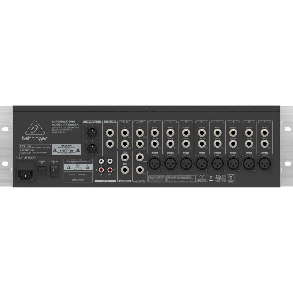 Behringer RX-1202FX Rack Mount 12-Channel Line and Microphone Mixer with Effects