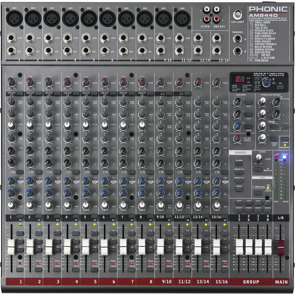 Phonic AM 844D 8-Mic Line 4-Stereo Mixer with DFX and USB Interface