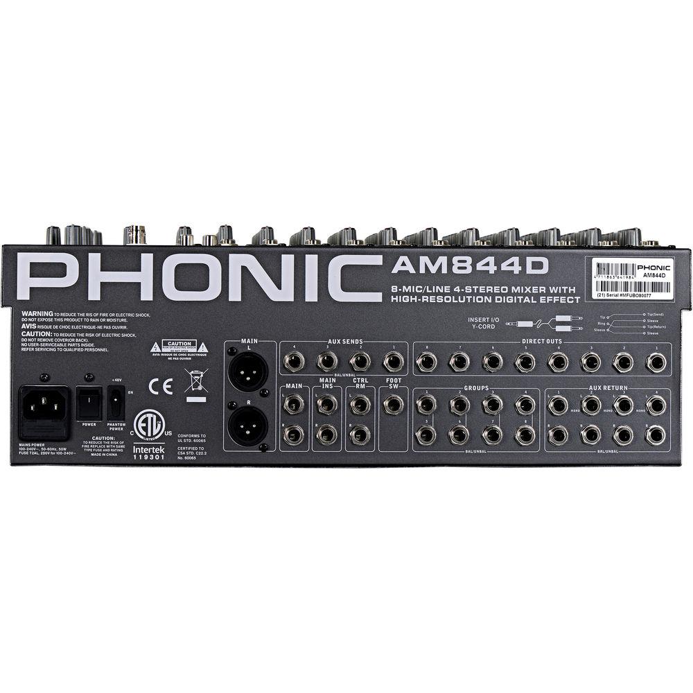 Phonic AM 844D 8-Mic Line 4-Stereo Mixer with DFX and USB Interface