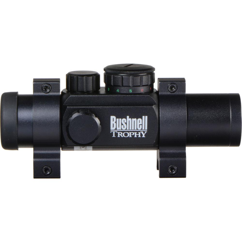 Bushnell 1x28 Trophy Waterproof & Fogproof Riflescope with 4 User-Selected Electronic Reticles & Red Green Dot Option