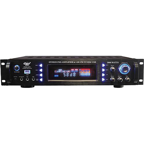 Pyle Pro 3000 Watt Hybrid Pre Amplifier with AM FM Tuner and USB