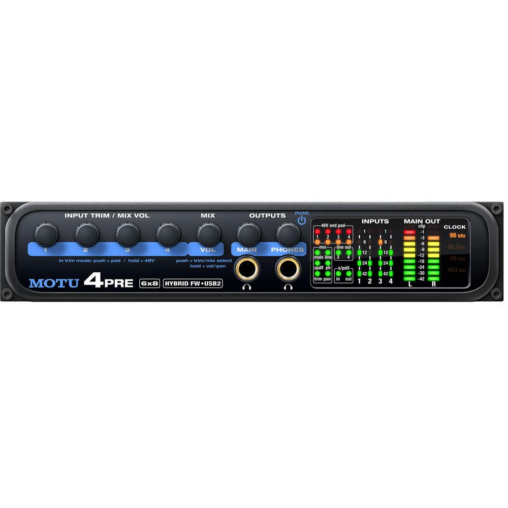 MOTU 4pre - Compact Hybrid FireWire USB Audio Interface with Microphone Preamps