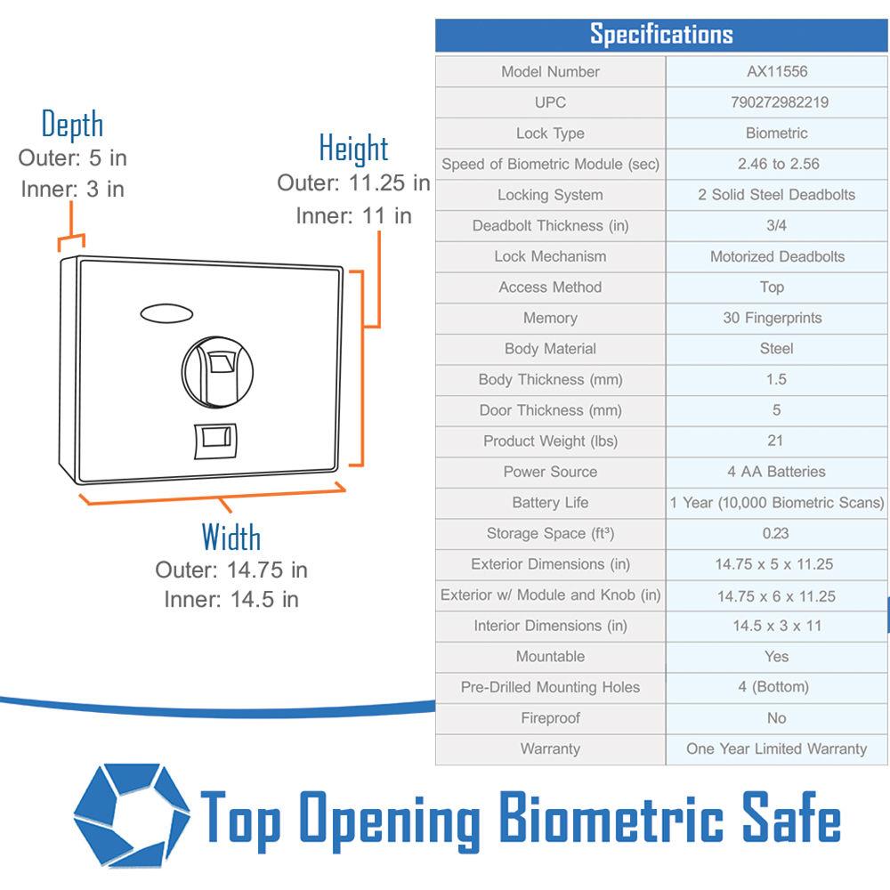 Barska Top Opening Biometric Safe
