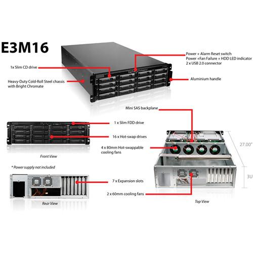 iStarUSA E3M16 3U 16-Bay Storage Server Rackmount Chassis