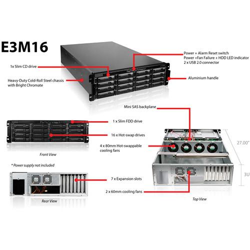 iStarUSA E3M16 3U 16-Bay Storage Server Rackmount Chassis, iStarUSA, E3M16, 3U, 16-Bay, Storage, Server, Rackmount, Chassis