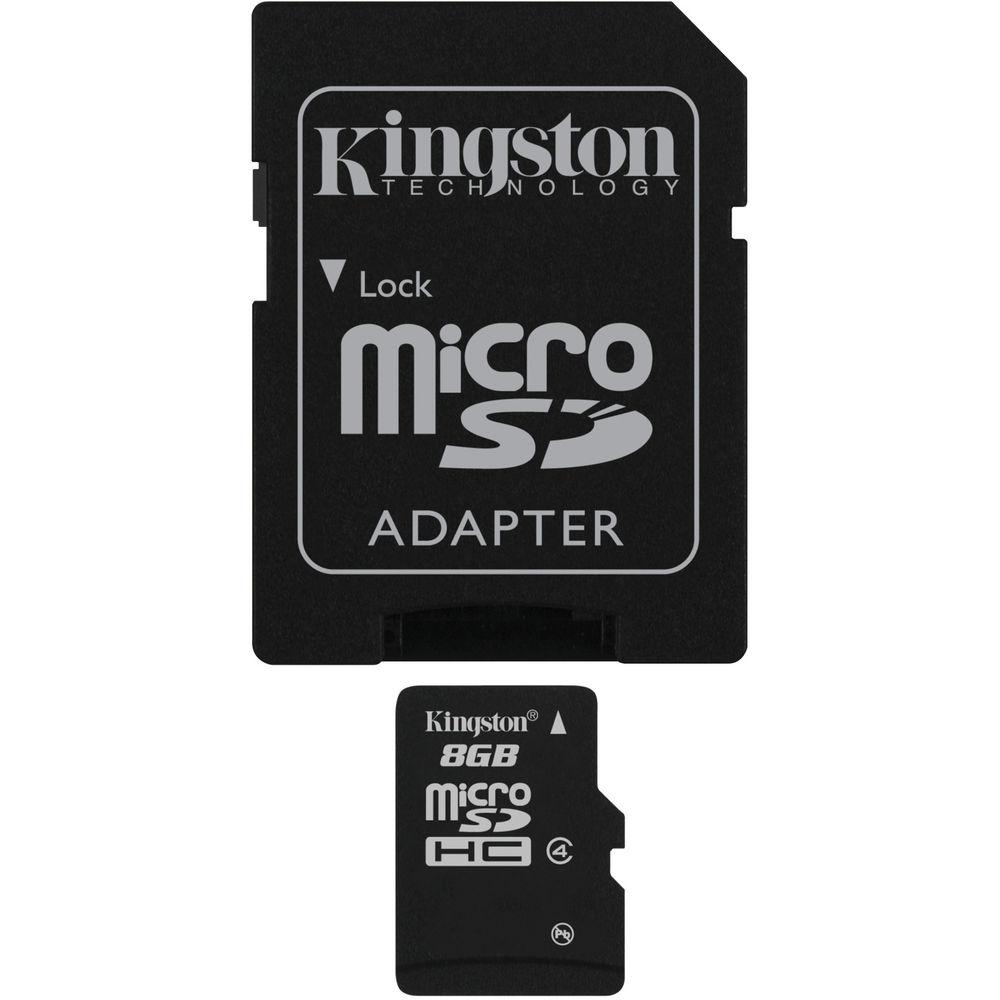Kingston 8GB microSDHC Memory Card Class 4 With SD Adapter