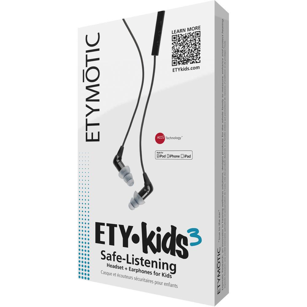 Etymotic Research ETY-Kids 3 Safe-Listening In-Ear Stereo Headphones with Mic Remote