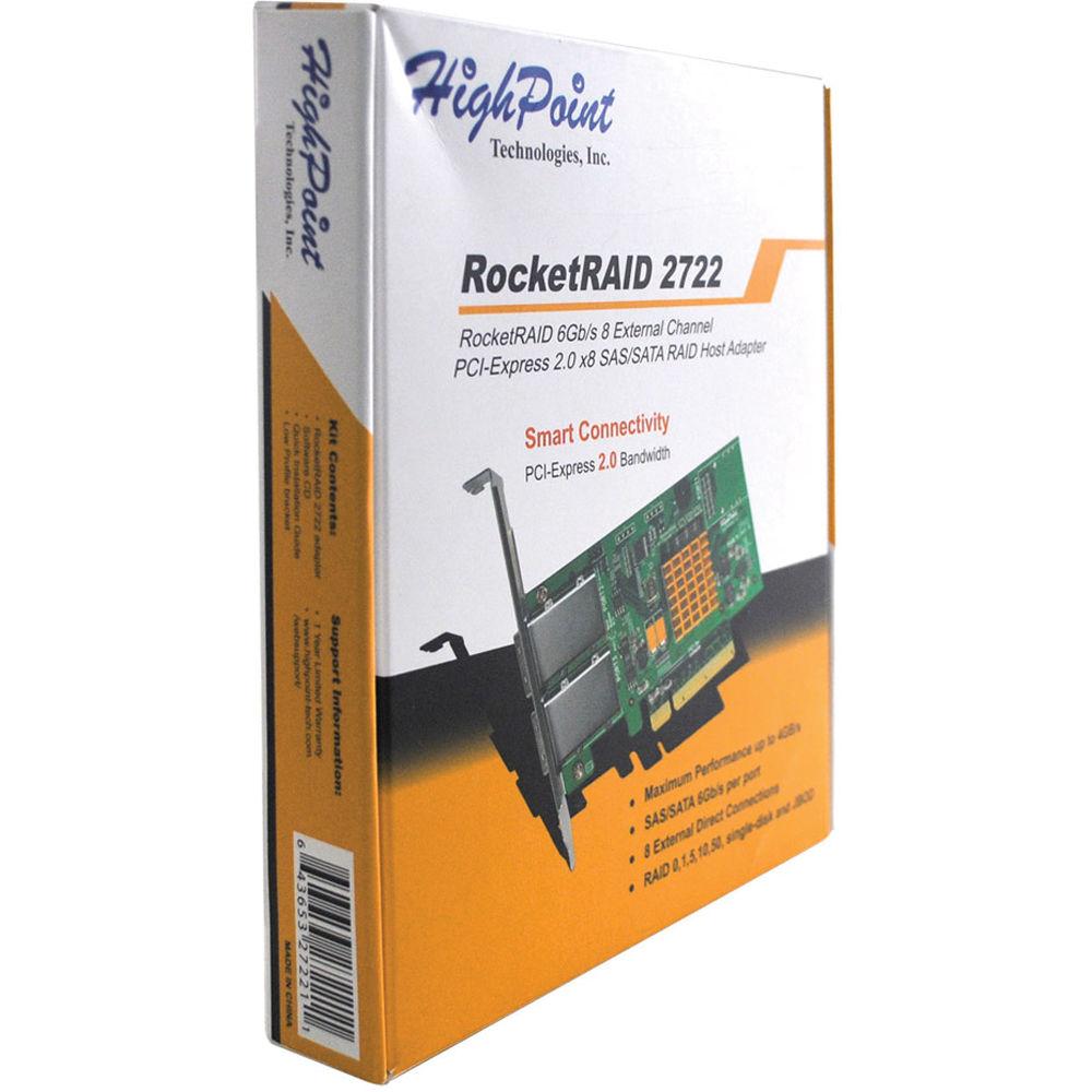 HighPoint RocketRAID 2722 2-Connector Mini-SAS PCI-Express RAID Controller 2.0 x8 SAS SATA 6GB s Interface